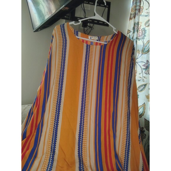 Seven Islands Dresses & Skirts - Seven Islands Maxi Dress Round Neck Striped Yellow Blue Red White XL Comfort